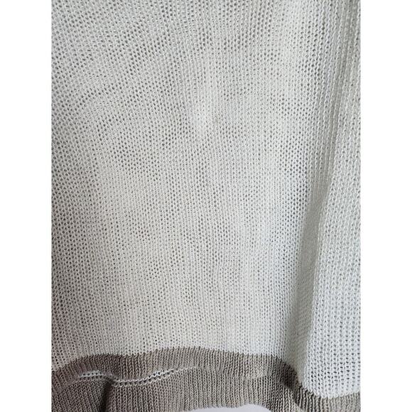 Eileen Fisher linen open knit sweater sz LP colorblock lightweight beachy boho - Picture 2 of 8